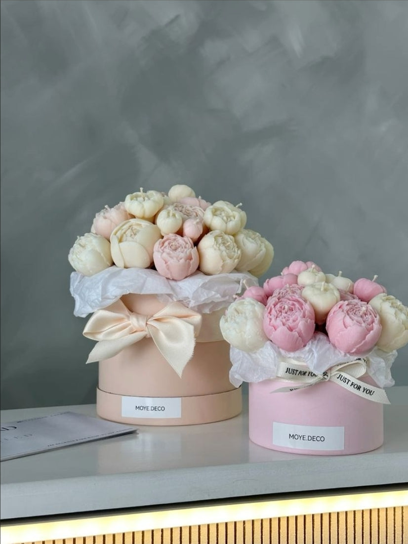 Handmade Candle Bouquet – Floral Design in Decorative Box